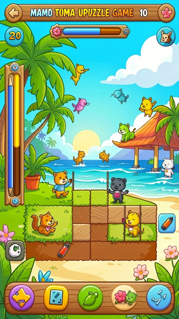 Screenshot menampilkan level baru yang menantang.