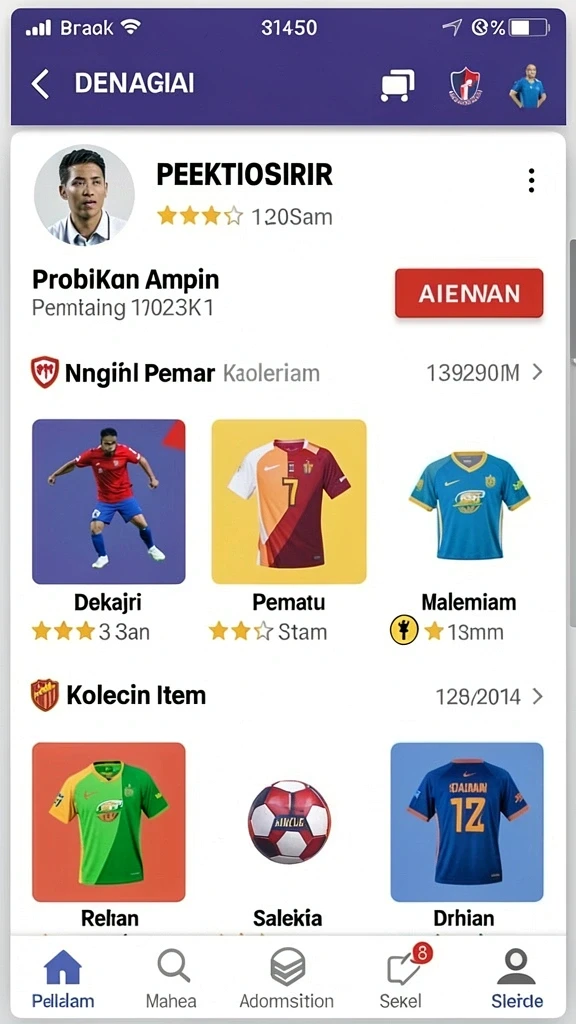 Screenshot ini menampilkan berbagai pilihan permainan yang tersedia.