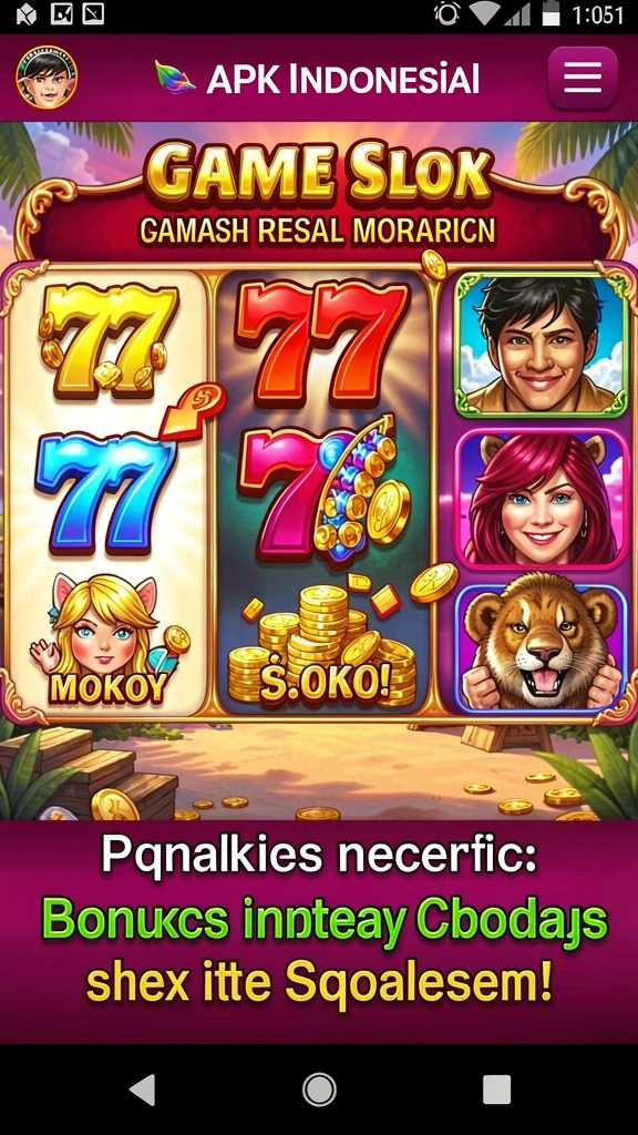 Layar utama dengan berbagai pilihan permainan slot.